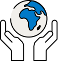 Icono manos con planeta